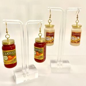 Spaghetti Earrings - Classico Pasta Sauce - Tomato & Alfredo Mini Brands Earring